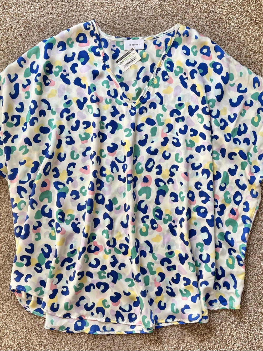 Adrienne Multicolor Leopard Print V-Neck Blouse